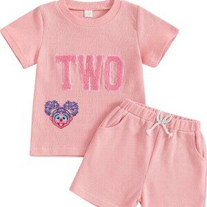 Pink Girl Second Birthday Abby Cadabby Outfit Elmo Shirt Shorts Sesame Clothes